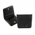Porta monete chiusura bottone Smooth pelle nera