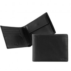 Portafoglio slim portamonete 4 c credito smooth pelle nera Portafoglio slim portamonete 4 c credito smooth pelle nera